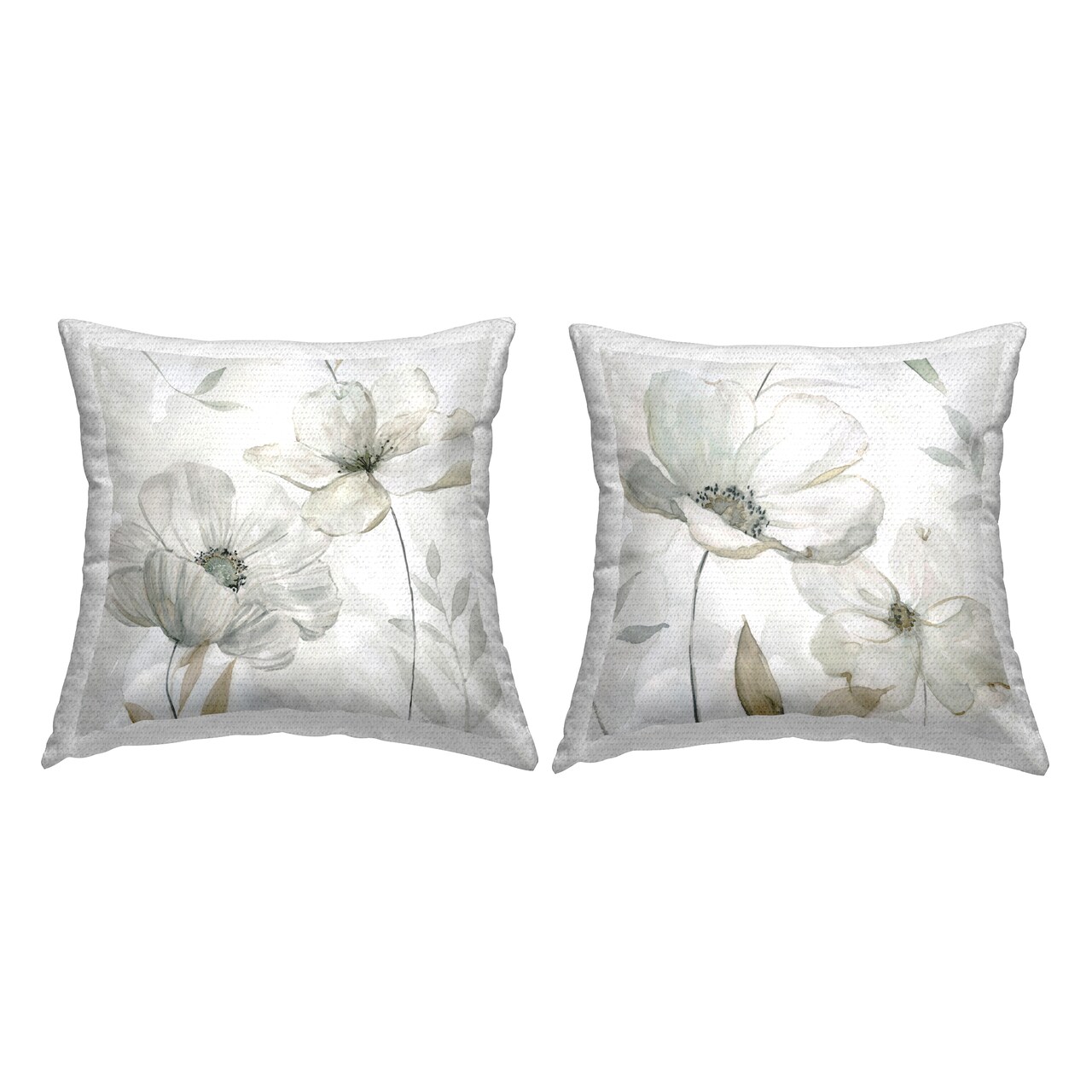 White Whispers Floral Bundle 2 PC Outdoor Printed Pillow Set Design by Carol Robinson, 18 x 7 x 18